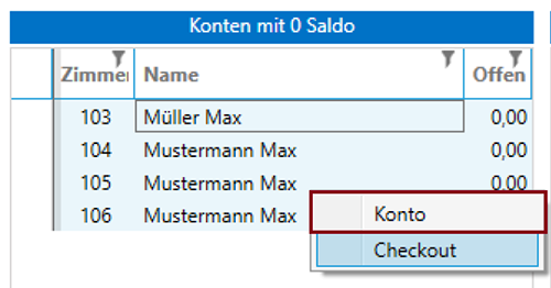 Check-Out Konto