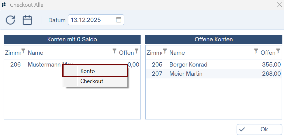 Check-Out Konto