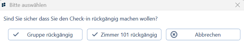 Check-In rückgängig Auswahl