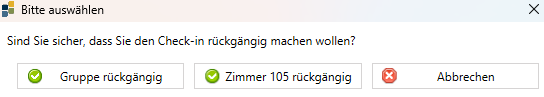 Check-In rückgängig Auswahl