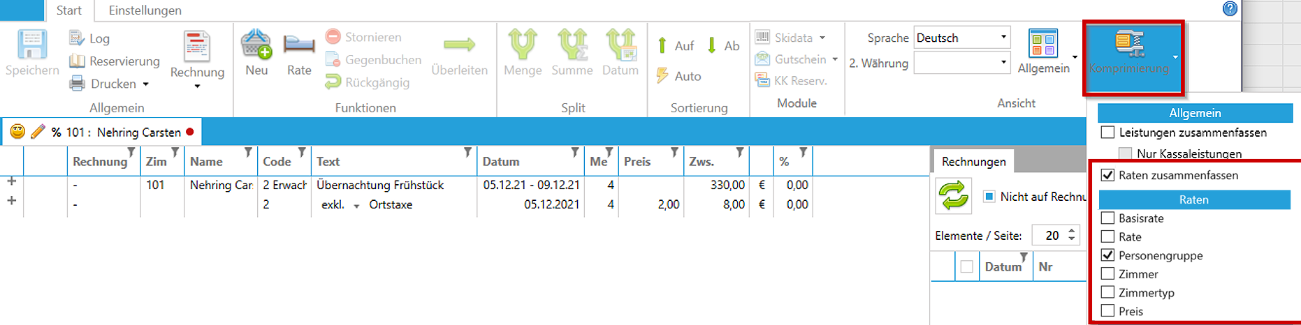 Raten zusammenfassen