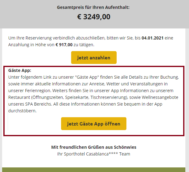 Link - Buchungsbestätigung