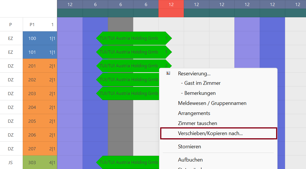 Buchung Verschieben/Kopieren nach...
