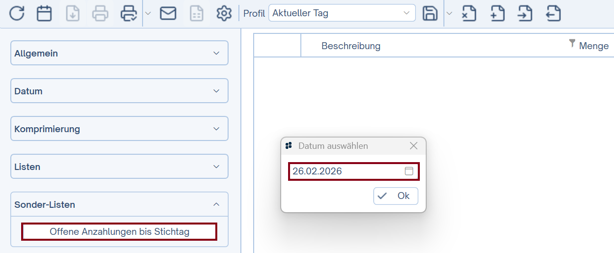 Stichtag eingeben und Berechnung starten