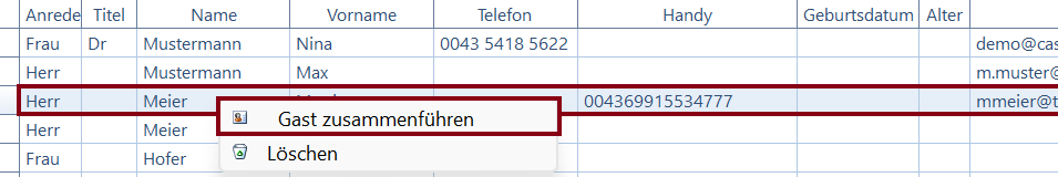 Hauptgast definieren und zusammenführen Hauptgast definieren und zusammenführen