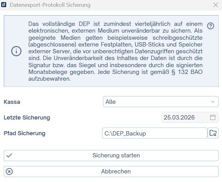 Erinnerung Datensicherung