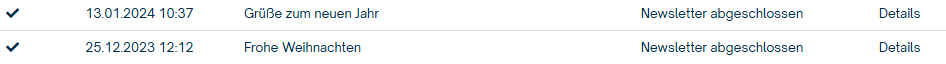 Liste aller versandten Newsletter versandte Newsletter