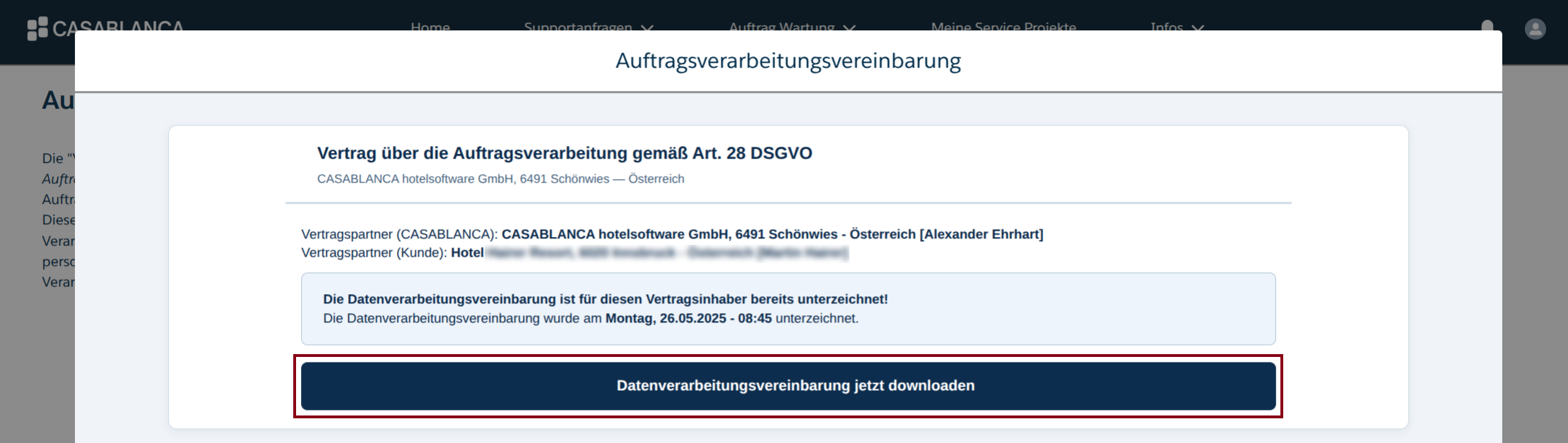 Fehlende Daten befüllen und unterzeichnen