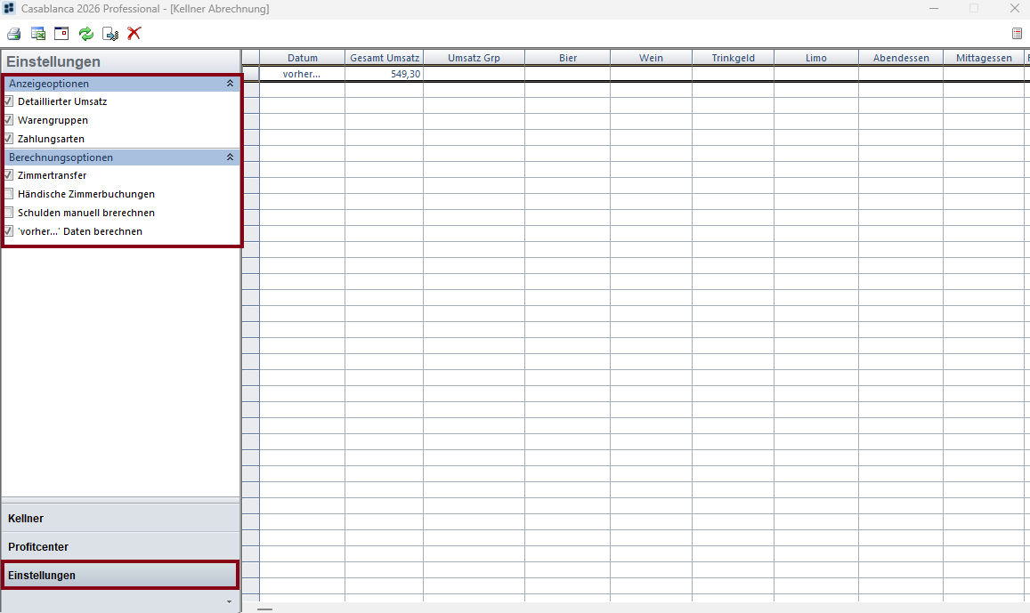 Einstellungen Point of Sales