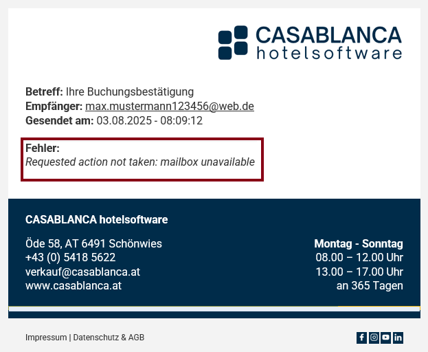 Beispiel Bounce-Mail Beispiel Bounce-Mail