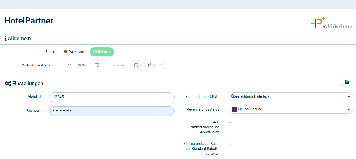 Konfiguration HotelPartner HotelPartner