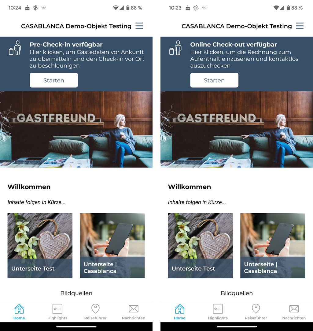 Darstellung in Gastfreund App