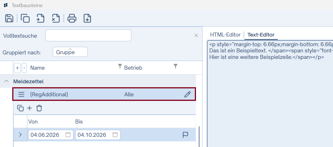 Beispiel Weitere Texte