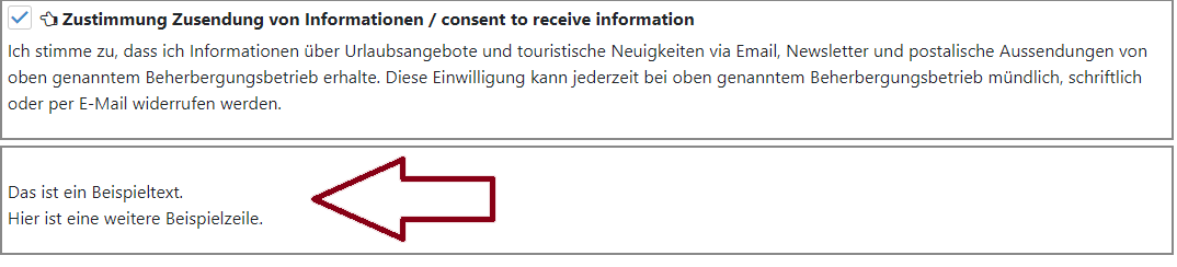 Beispiel Weitere Texte am Meldezettel