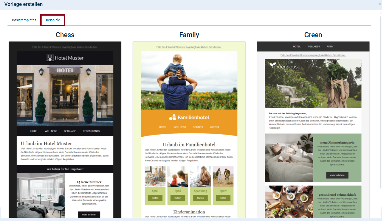 Beispiel Vorlagen