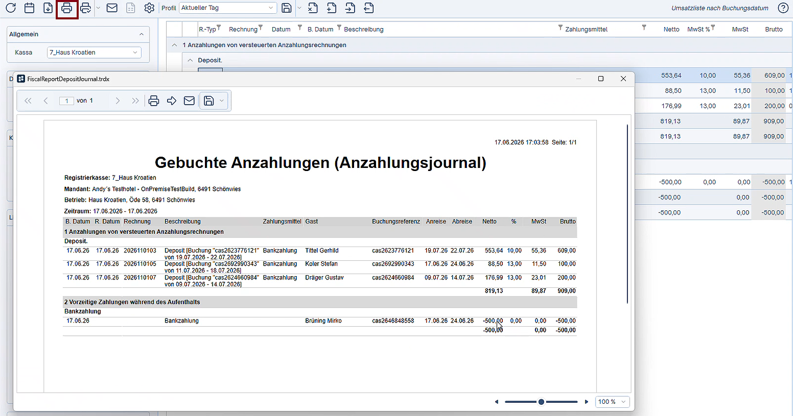 Anzahlungsjournal Anzahlung buchen