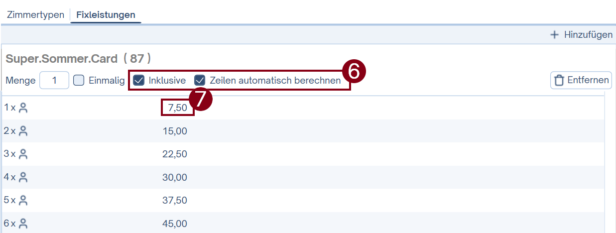 Fixleistung inklusive