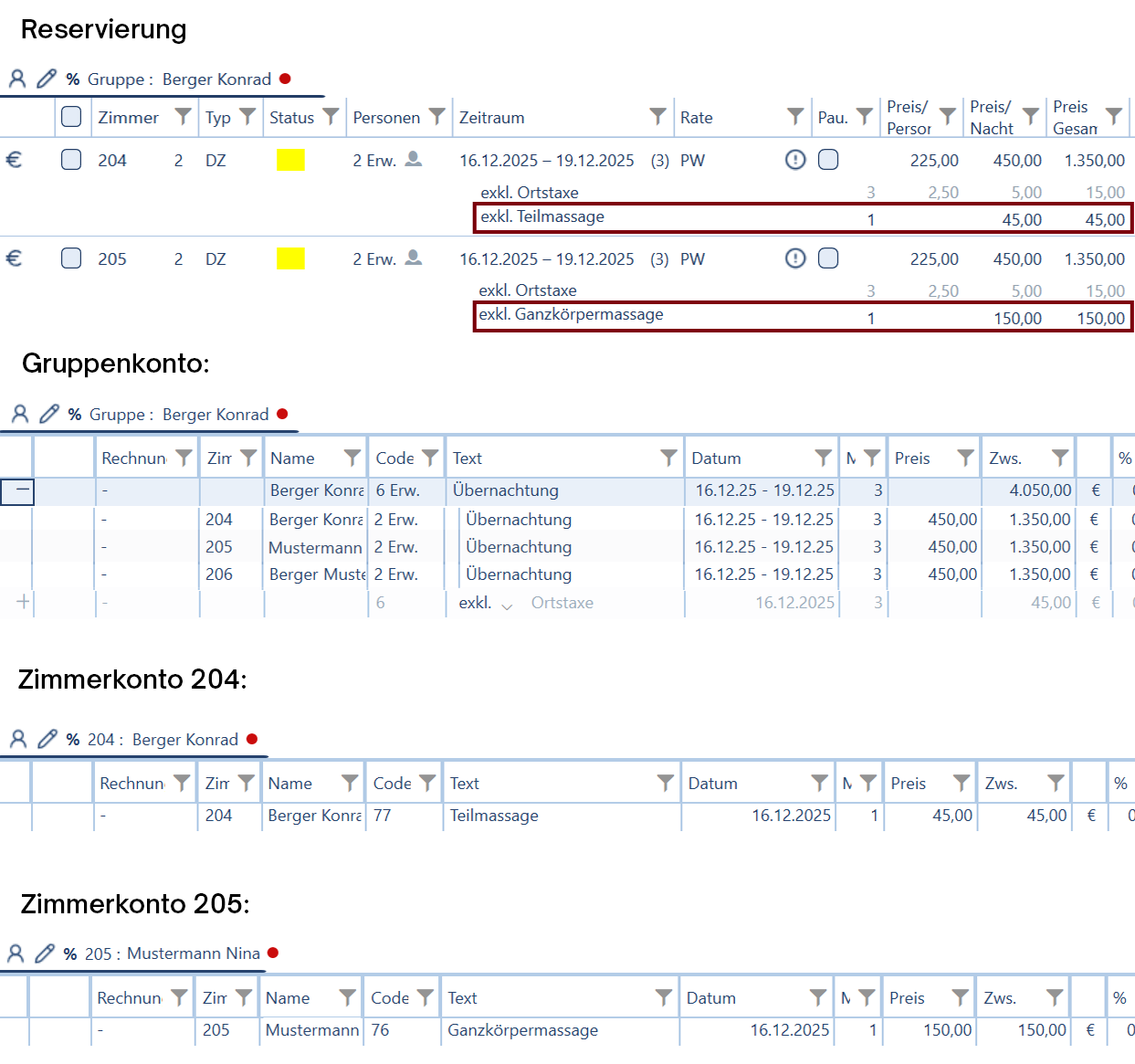 Aufbuchen Fixleistungen