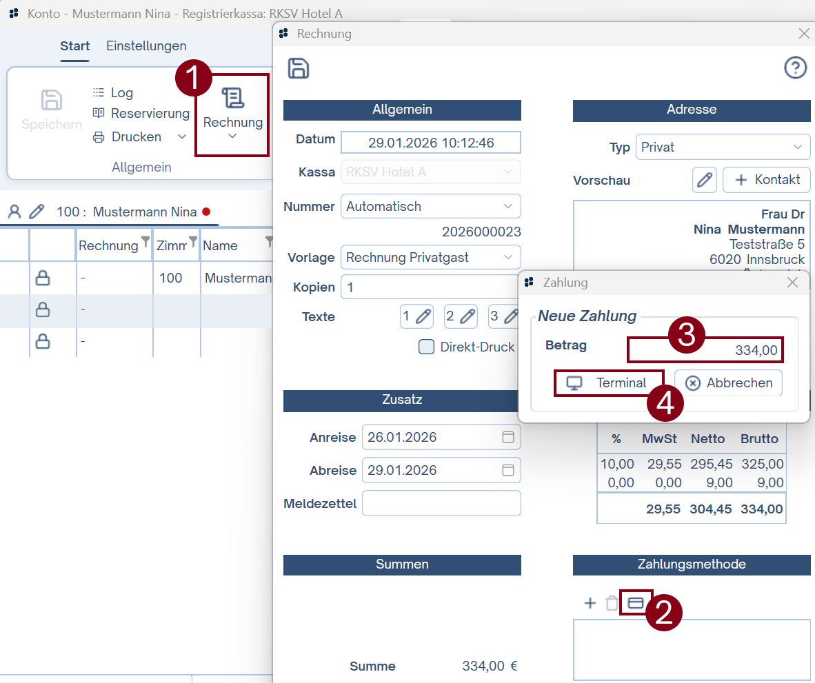 Rechnung erstellen und Zahlung durchführen