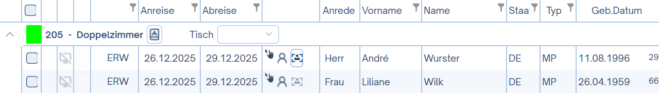 Gästedaten eintragen