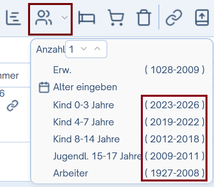 Reservierungsmaske - Personengruppe hinzufügen