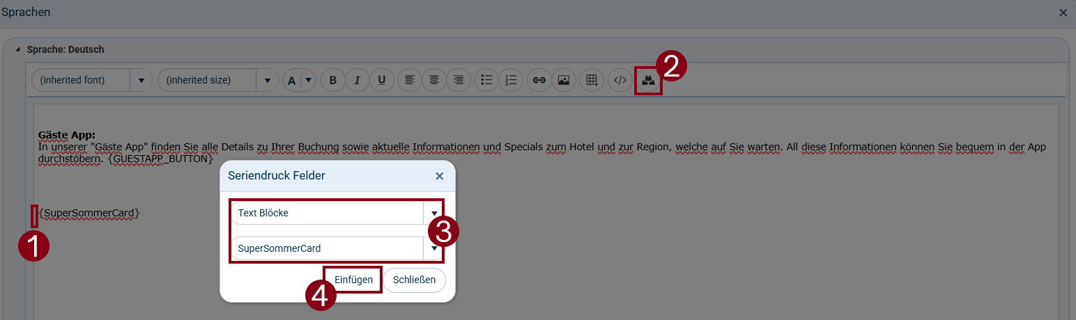 Text-Block bei BUCHUNGSTEXT2 einfügen