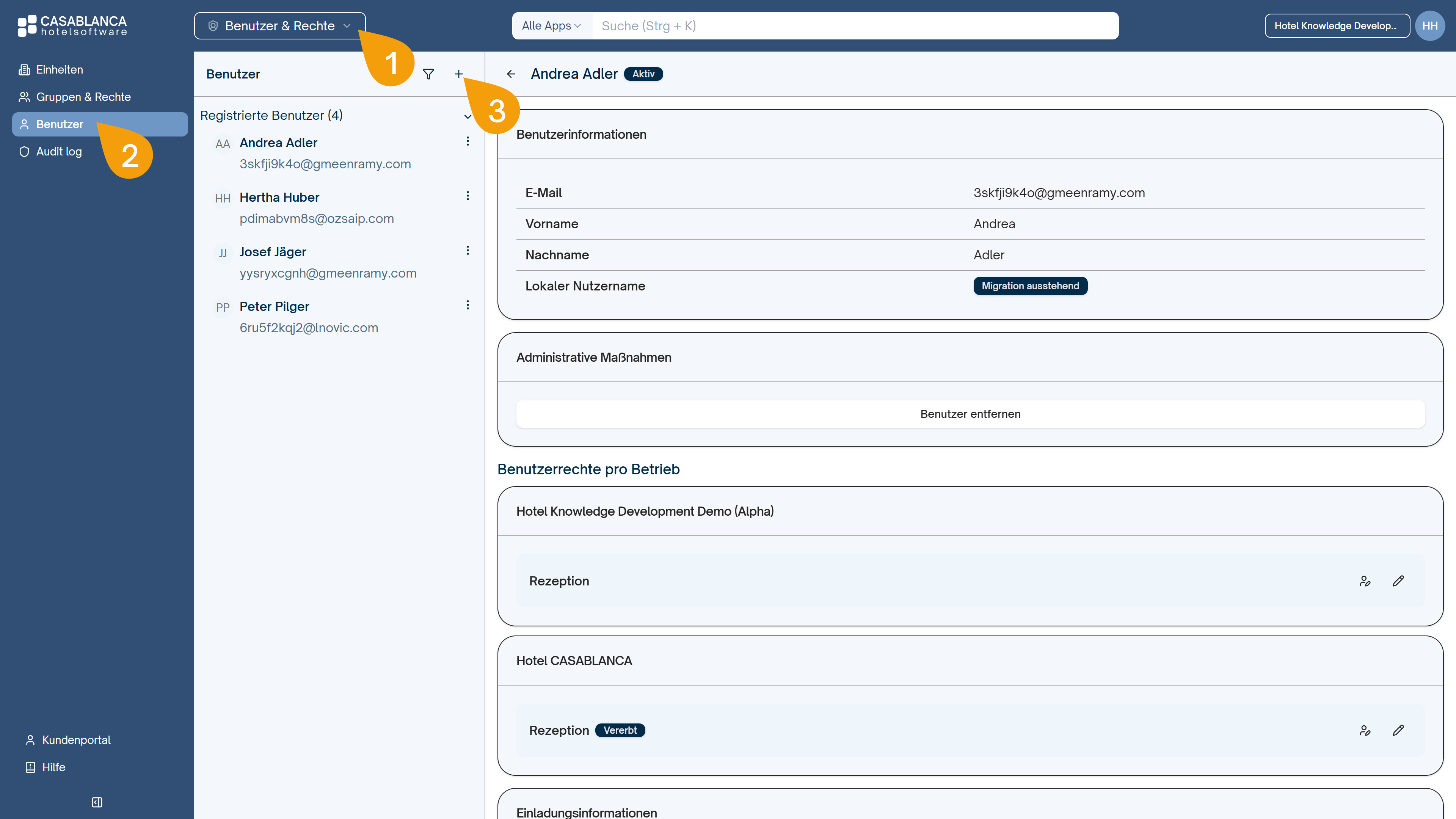 Einzelne Personen mit persönlicher E-Mail-Adresse einladen