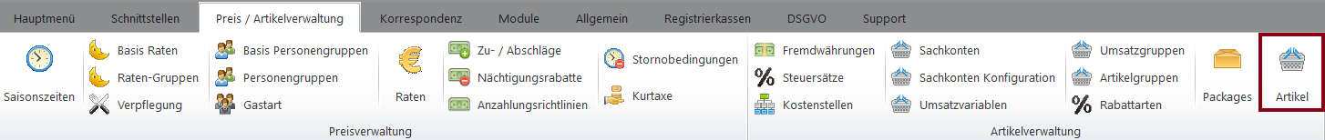 Preis / Artikelverwaltung -&gt; Artikel