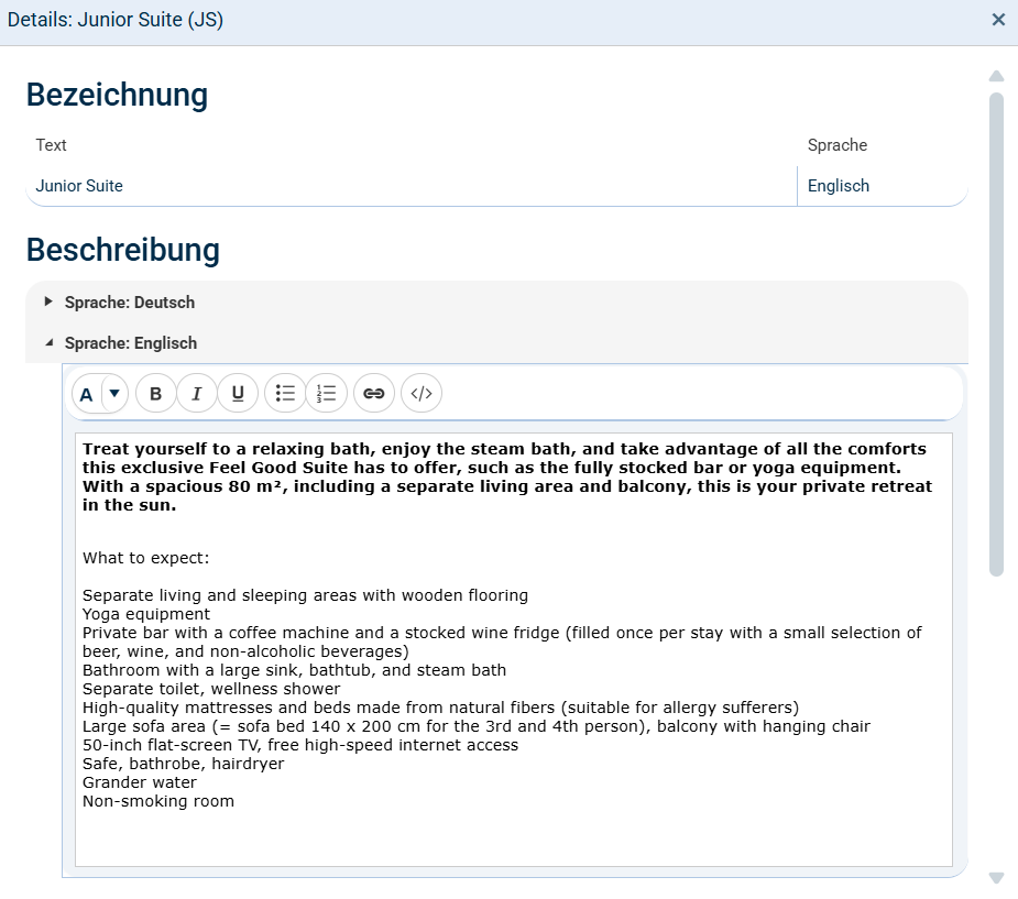 Beschreibung Junior Suite Bild1