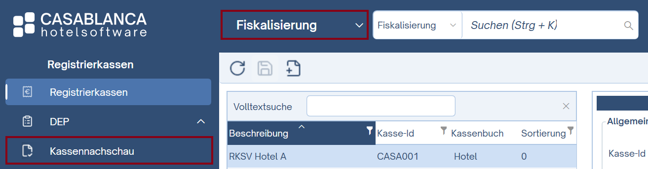 Kassennachschau öffnen