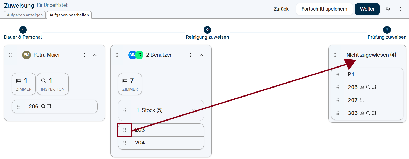 Zuweisung von Aufgaben
