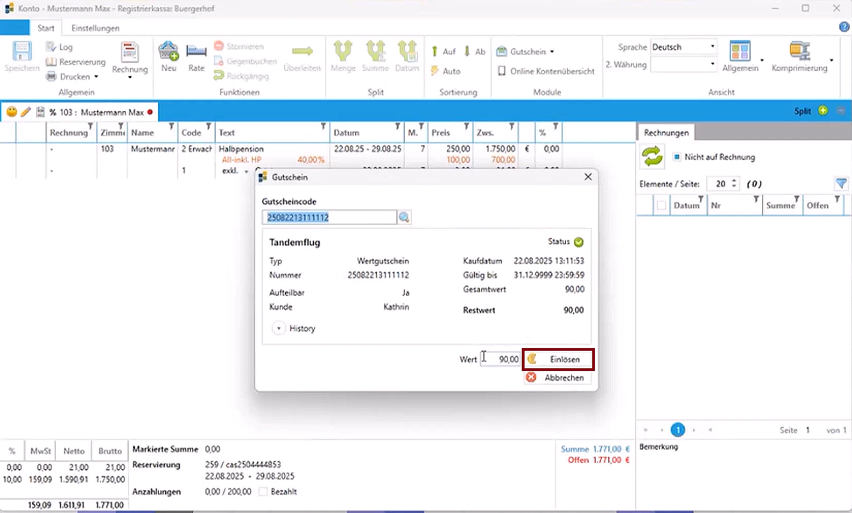 Transaktionen Umsatzliste