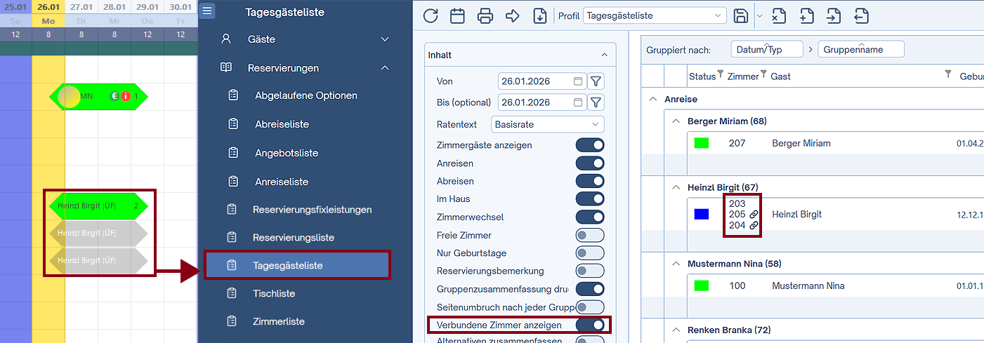 Buchung - Verbundene Zimmer Buchung - Verbundene Zimmer