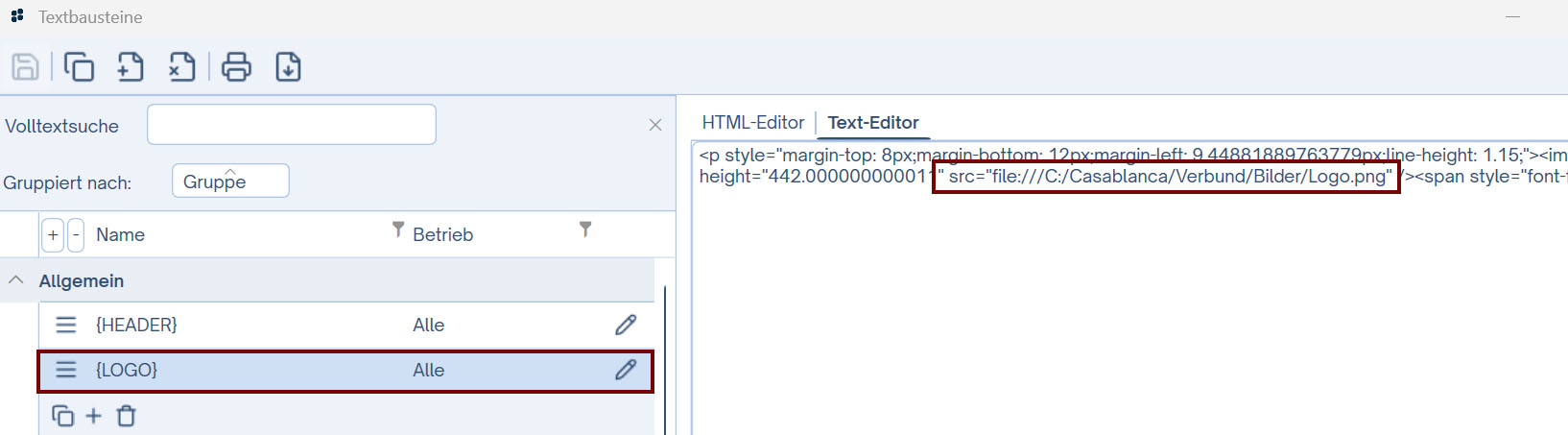Korrespondenz-Textbausteine