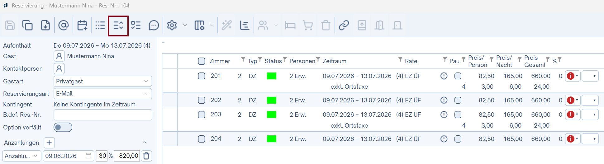Meldewesen/Gruppennamen aus der Reservierungsmaske öffnen Meldewesen/Gruppennamen aus der Reservierungsmaske öffnen