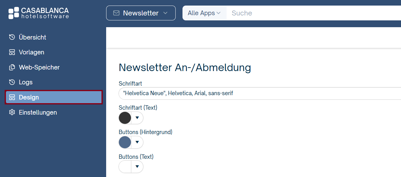 Menü Button Aussehen Design