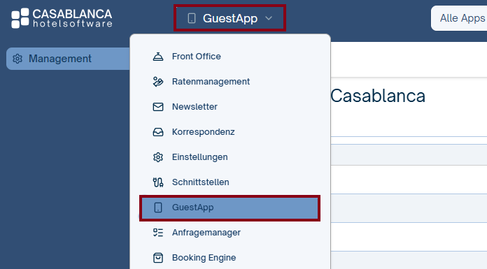 Menü Gäste-App