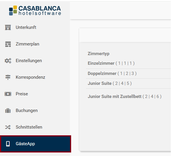 Menü Gäste-App