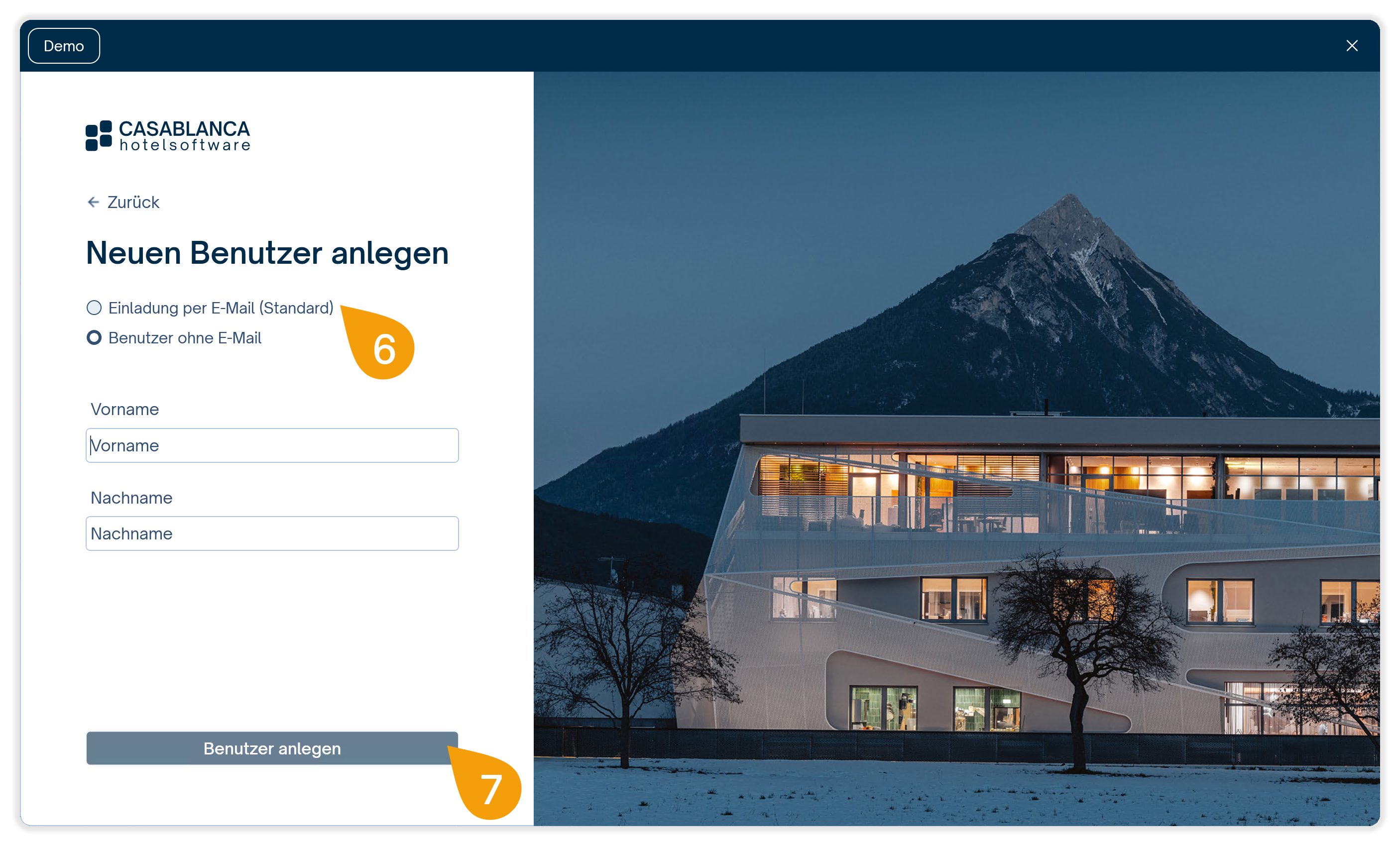 Benutzer ohne E-Mail anlegen