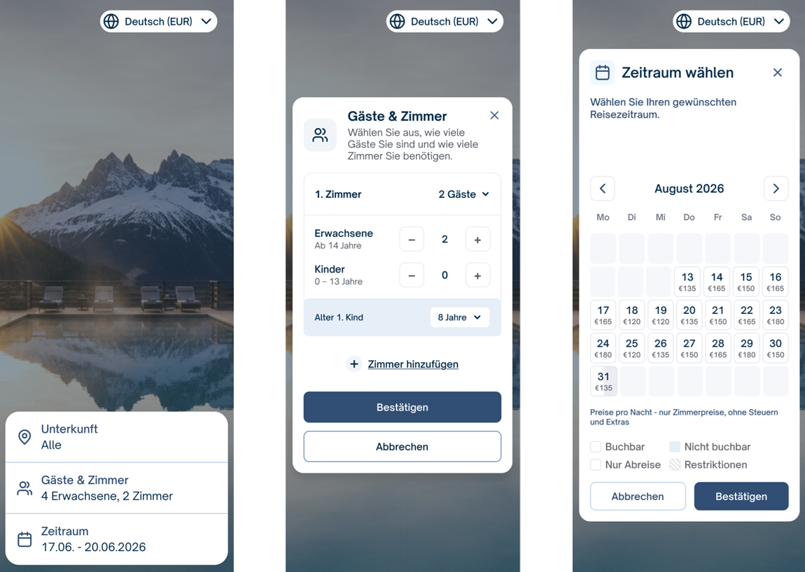 Mobile Ansicht - CASABLANCA Booking Engine IBE V2