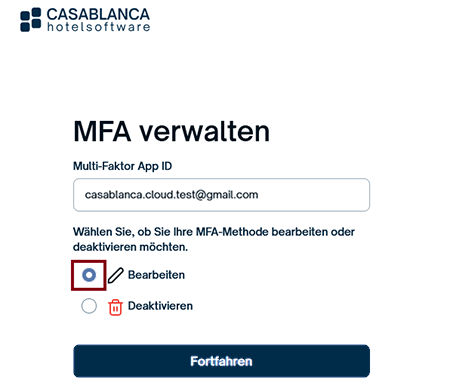 MFA bearbeiten