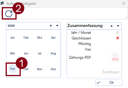 Monat auswählen und aktualisieren