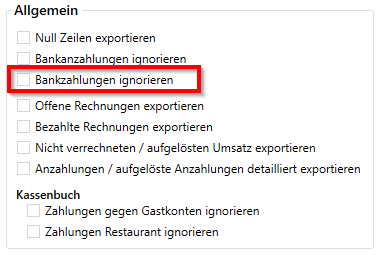 Bankzahlungen ignorieren