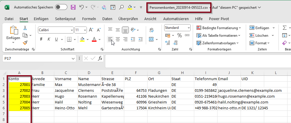 Personenkonten Datei