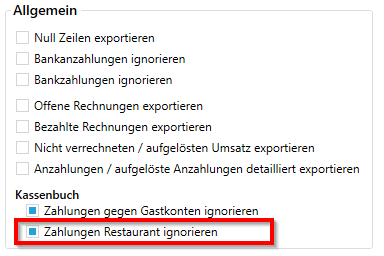 Zahlungen Restaurant ignorieren