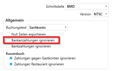 Bankanzahlungen ignorieren