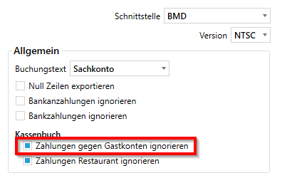 Zahlungen gegen Gastkonten ignorieren