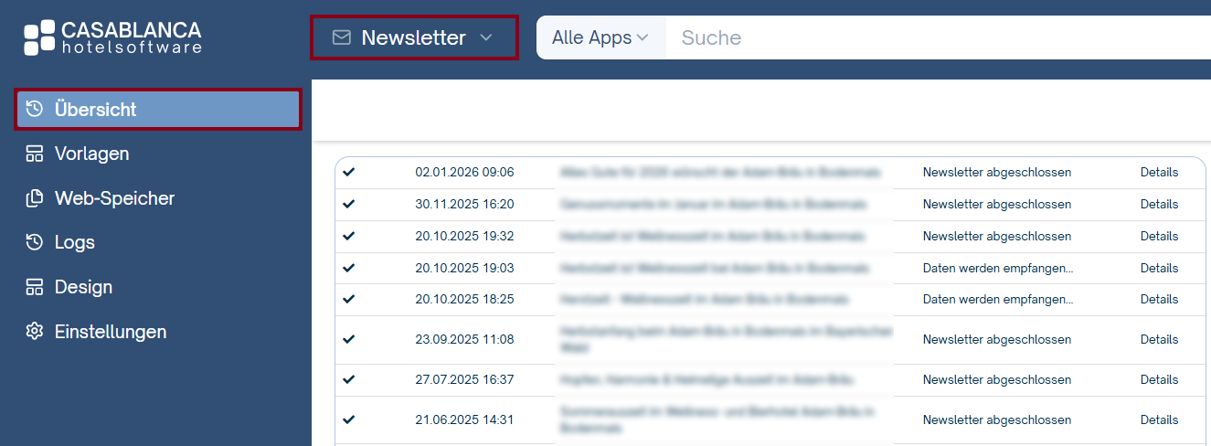 Newsletter Übersicht