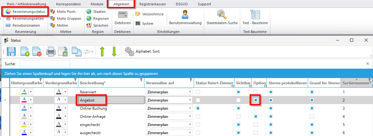 Angebot als Option
