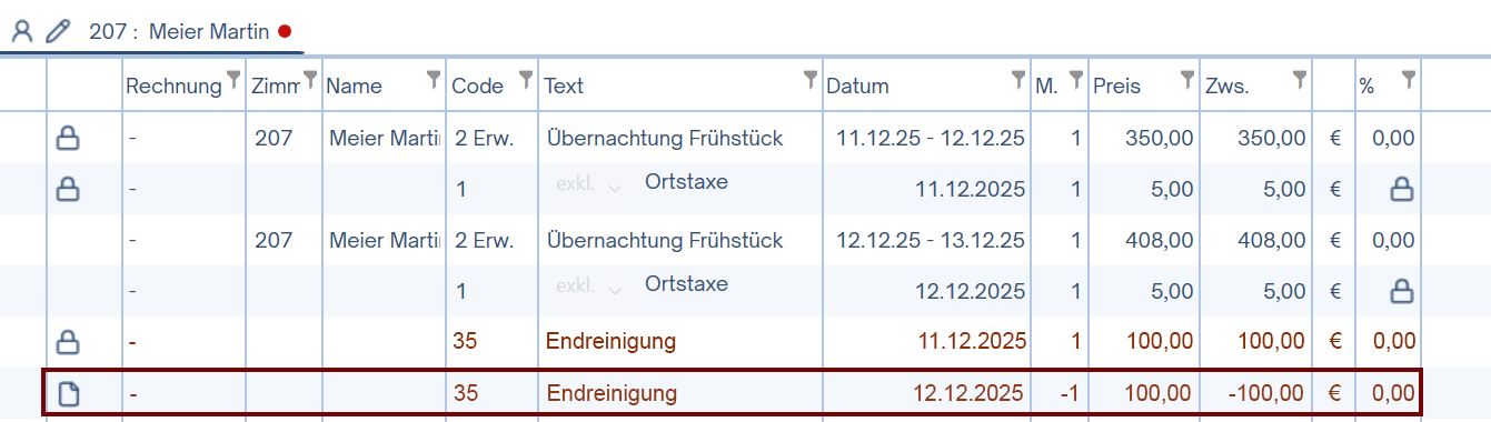 Gegenbuchung erstellt